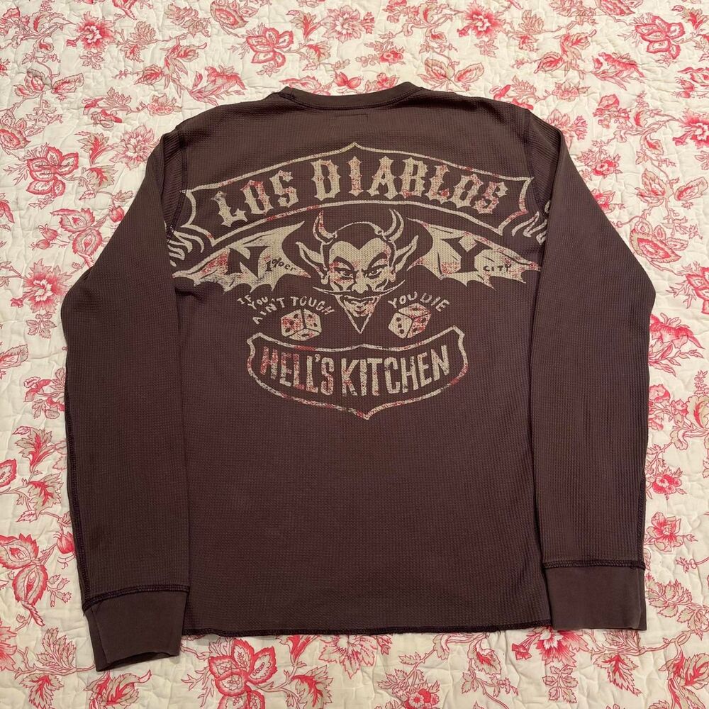 Lucky Brand Brown Waffle Knit Thick Thermal Los Diablos Long sleeve Shirt!